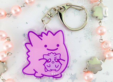 Gamers Guild AZ Bonnies Lab Ditto Holding Gengar Epoxy Acrylic Keychain Charm Faire