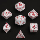 Gamers Guild AZ HYMGHO HYMGHO Dice: HY00384 - Barbarian Solid Metal Polyhedral Dice Set - Matte White with Blood Red HYMGHO