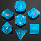 Gamers Guild AZ HYMGHO HYMGHO Dice: BRB022 - Dragon's Hoard Gem Stone Polyhedral Dice Set - Sea Blue HYMGHO