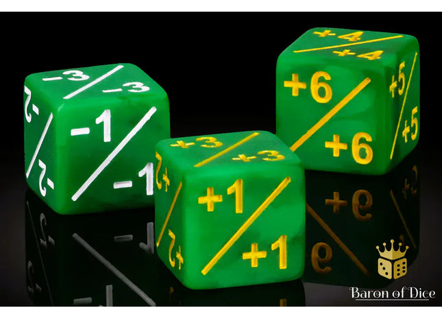 Gamers Guild AZ Baron of Dice Baron of Dice: +1/-1 Counters - Matte Green - Set of 10 Baron of Dice