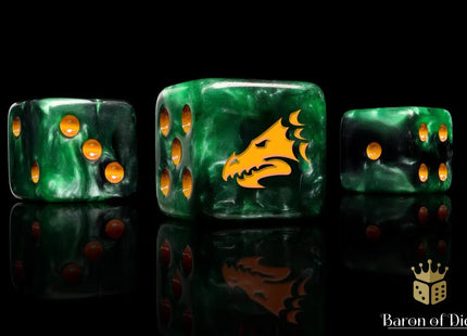Gamers Guild AZ Baron of Dice Baron of Dice: Drake - Green & Gold Dice - Set of 25 Baron of Dice