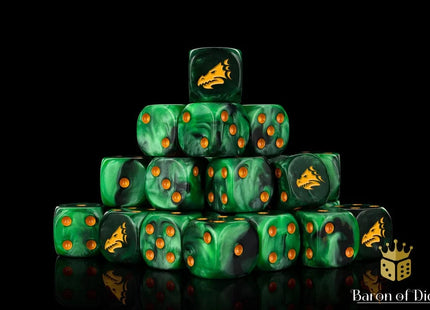Gamers Guild AZ Baron of Dice Baron of Dice: Drake - Green & Gold Dice - Set of 25 Baron of Dice