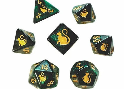 Gamers Guild AZ Black Oak Workshop Oak Workshop: 7-Dice Set: Kitty Clacks - Loki Black Oak Workshop