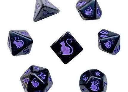 Gamers Guild AZ Black Oak Workshop Oak Workshop: 7-Dice Set: Kitty Clacks - Magic Black Oak Workshop