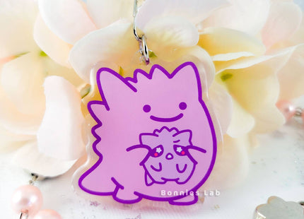 Gamers Guild AZ Bonnies Lab Ditto Holding Gengar Epoxy Acrylic Keychain Charm Faire