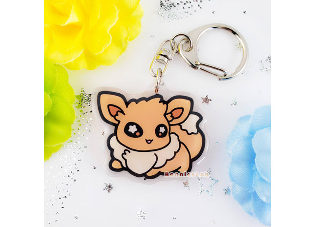 Gamers Guild AZ Bonnies Lab Eevee Epoxy Acrylic Keychain Charm Faire