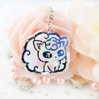 Gamers Guild AZ Bonnies Lab Pokemon: Shiny Alolan Vulpix Epoxy Acrylic Keychain Holographic Charm Faire