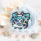 Gamers Guild AZ Bonnies Lab Pokemon: Shiny Sylveon Epoxy Acrylic Keychain Holographic Charm Faire