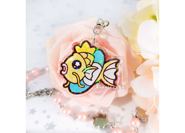 Gamers Guild AZ Bonnies Lab Shiny Magikarp on Floatie Epoxy Acrylic Keychain Holographic Faire