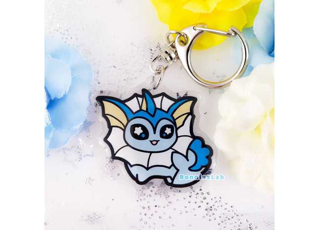 Gamers Guild AZ Bonnies Lab Vaporeon Epoxy Acrylic Keychain Charm Faire
