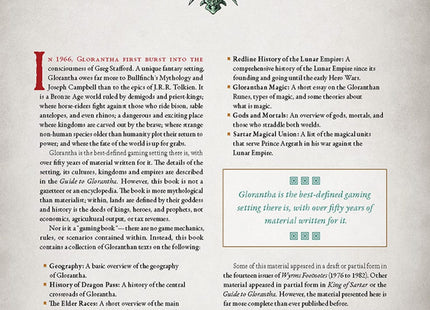 Gamers Guild AZ Chaosium RuneQuest RPG: The Glorantha Sourcebook AGD