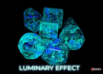 Gamers Guild AZ Chessex Chessex Dice: Borealis Kelp/light green Luminary Polyhedral 7-Dice Set Chessex