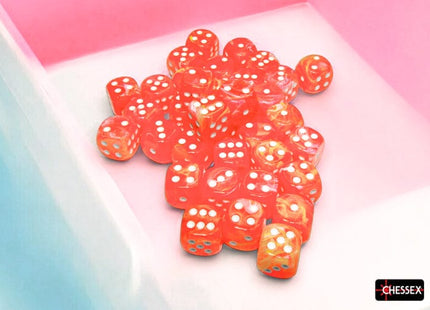 Gamers Guild AZ Chessex Chessex Dice: Festive Dahlia/white Luminary 12mm d6 Dice Block (36 dice) Chessex