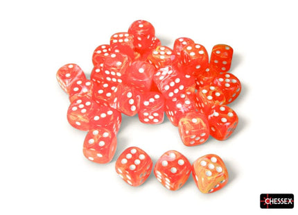 Gamers Guild AZ Chessex Chessex Dice: Festive Dahlia/white Luminary 12mm d6 Dice Block (36 dice) Chessex