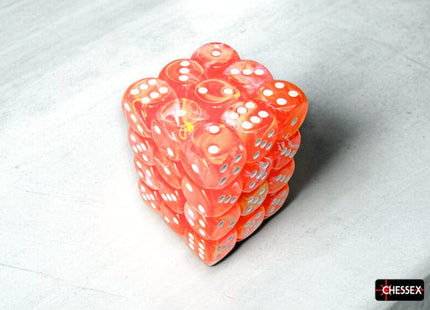 Gamers Guild AZ Chessex Chessex Dice: Festive Dahlia/white Luminary 12mm d6 Dice Block (36 dice) Chessex