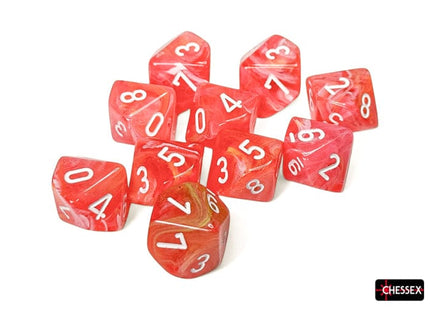 Gamers Guild AZ Chessex Chessex Dice: Festive Dahlia/white Luminary Set of Ten d10s Chessex
