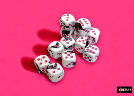 Gamers Guild AZ Chessex Chessex Dice: Gemini Black-White/pink 16mm d6 Dice Block (12 dice) Chessex