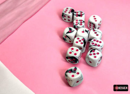 Gamers Guild AZ Chessex Chessex Dice: Gemini Black-White/pink 16mm d6 Dice Block (12 dice) Chessex