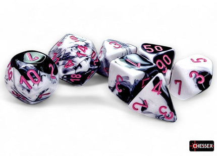 Gamers Guild AZ Chessex Chessex Dice: Gemini Black-White/pink Polyhedral 7-Dice Set Chessex