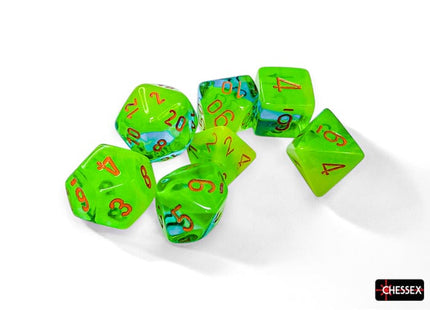 Gamers Guild AZ Chessex Chessex Dice: Gemini Plasma Green-Teal/orange Luminary Polyhedral 7-Dice Set Chessex