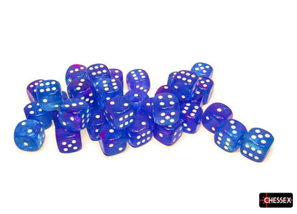 Gamers Guild AZ Chessex Chessex Dice: Nebula Aura/white Luminary 12mm d6 Dice Block (36 dice) Chessex