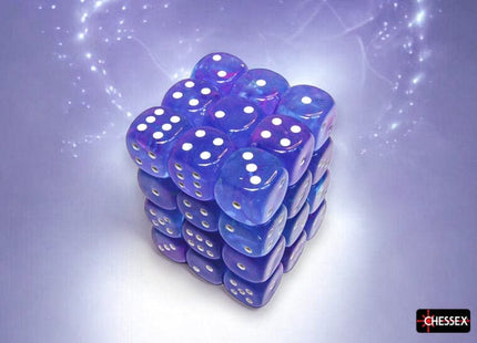 Gamers Guild AZ Chessex Chessex Dice: Nebula Aura/white Luminary 12mm d6 Dice Block (36 dice) Chessex