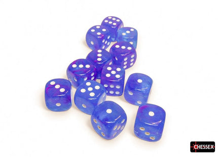 Gamers Guild AZ Chessex Chessex Dice: Nebula Aura/white Luminary 16mm d6 Dice Block (12 dice) Chessex