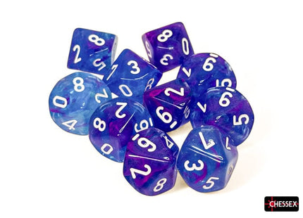 Gamers Guild AZ Chessex Chessex Dice: Nebula Aura/white Luminary Set of Ten d10s Chessex