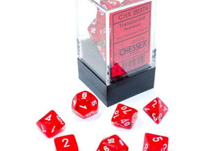 Gamers Guild AZ Chessex CHX20374: 7-Die Set Mini Translucent: Red/White Chessex