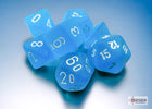 Gamers Guild AZ Chessex CHX20416 -Frosted™ Mini-hedral™ Caribbean Blue™/white 7-Die Set Chessex