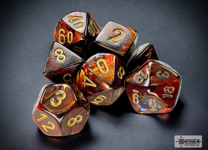 Gamers Guild AZ Chessex CHX20419 - Scarab® Mini-hedral™ Blue Blood™/gold 7-Die Set Chessex