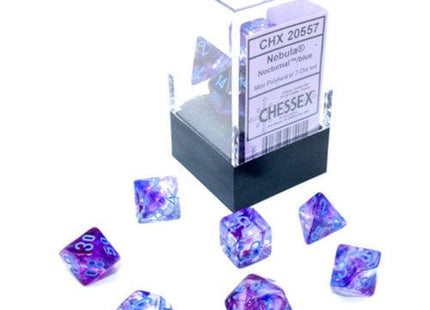 Gamers Guild AZ Chessex CHX20557: 7-Die Set Mini Nebula Luminary: Nocturnal/Blue Chessex