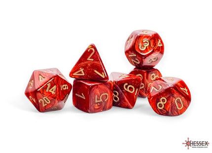 Gamers Guild AZ Chessex CHX22414: Chessex Mega-Hedral Scarab Scarlet/Gold 7-Dice Set ACD Distribution