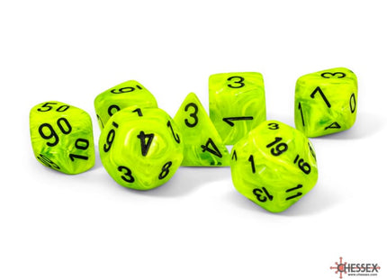 Gamers Guild AZ Chessex CHX22430: Chessex Mega-Hedral Vortex Bright Green/Black 7-Dice Set ACD Distribution