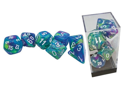 Gamers Guild AZ Chessex CHX22546- 7 Set Mega Hedrals: Festive Waterlily/white Chessex