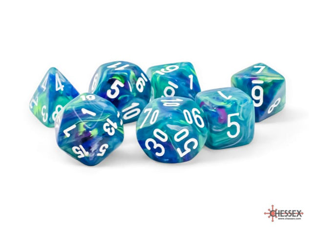 Gamers Guild AZ Chessex CHX22546: Chessex Mega-Hedral Festive Waterlily/White  7-Dice Set ACD Distribution