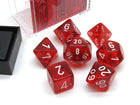 Gamers Guild AZ Chessex CHX23074 - Chessex 7 Die Set Transparent Red/white Chessex