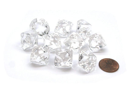 Gamers Guild AZ Chessex CHX23271 - Chessex Set of Ten d10 Translucent Clear / White Chessex