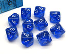 Gamers Guild AZ Chessex CHX23276 - Chessex Set of Ten D10 Translucent Blue / White Chessex