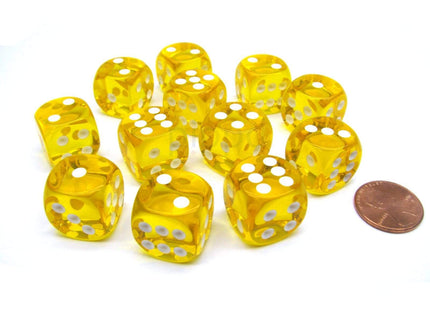 Gamers Guild AZ Chessex CHX23602 - Chessex 16mm Yellow / White Translucent Chessex