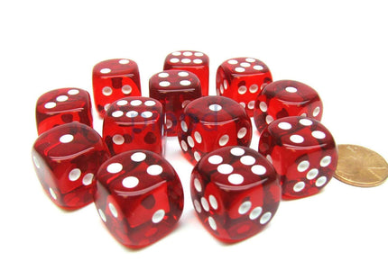 Gamers Guild AZ Chessex CHX23604 - Chessex 16mm Red / White Translucent Chessex