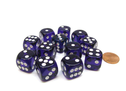 Gamers Guild AZ Chessex CHX23607 - Chessex 16mm Purple / White Translucent Chessex