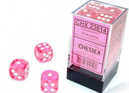 Gamers Guild AZ Chessex CHX23614 - Chessex 16mm D6 Translucent Pink/white Chessex