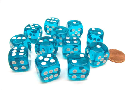 Gamers Guild AZ Chessex CHX23615 - Chessex 16mm Teal / White Translucent Chessex