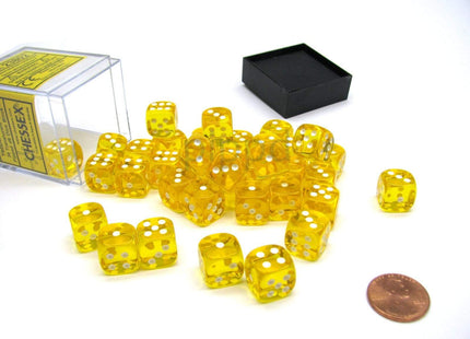 Gamers Guild AZ Chessex CHX23802 - Chessex 12mm Yellow / White Translucent Chessex