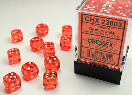 Gamers Guild AZ Chessex CHX23803 -  Chessex 12mm D6  Orange/White Chessex