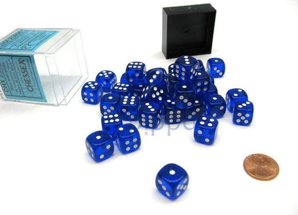 Gamers Guild AZ Chessex CHX23806 - Chessex 12mm Blue / White Translucent Chessex