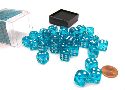 Gamers Guild AZ Chessex CHX23815 - Chessex 12mm Teal / White Translucent Chessex