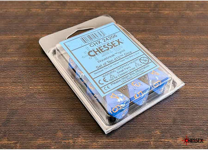 Gamers Guild AZ Chessex CHX24206 - Chessex D10 Wavebreak With Gold Brushed Dice Set of 10 (Pre-Order) Chessex