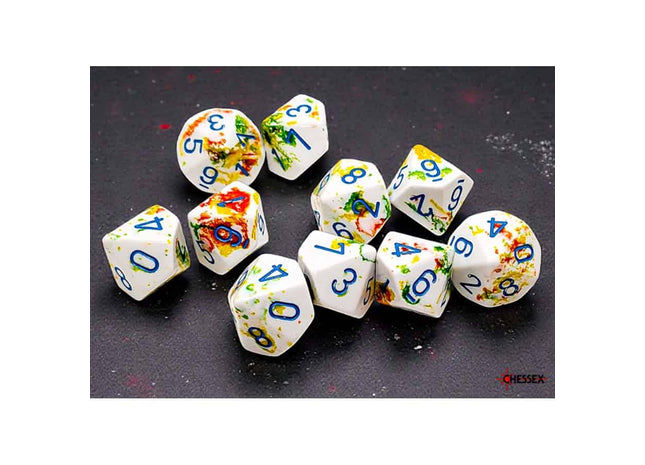 Gamers Guild AZ Chessex CHX24209 - Chessex D10 Breezy With Blue Brushed Dice Set of 10 (Pre-Order) Chessex